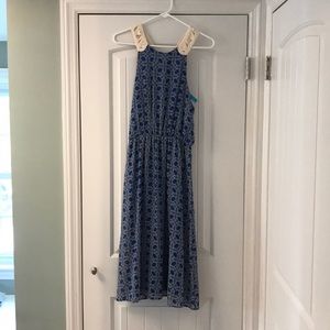 Halter dress with crocheted back